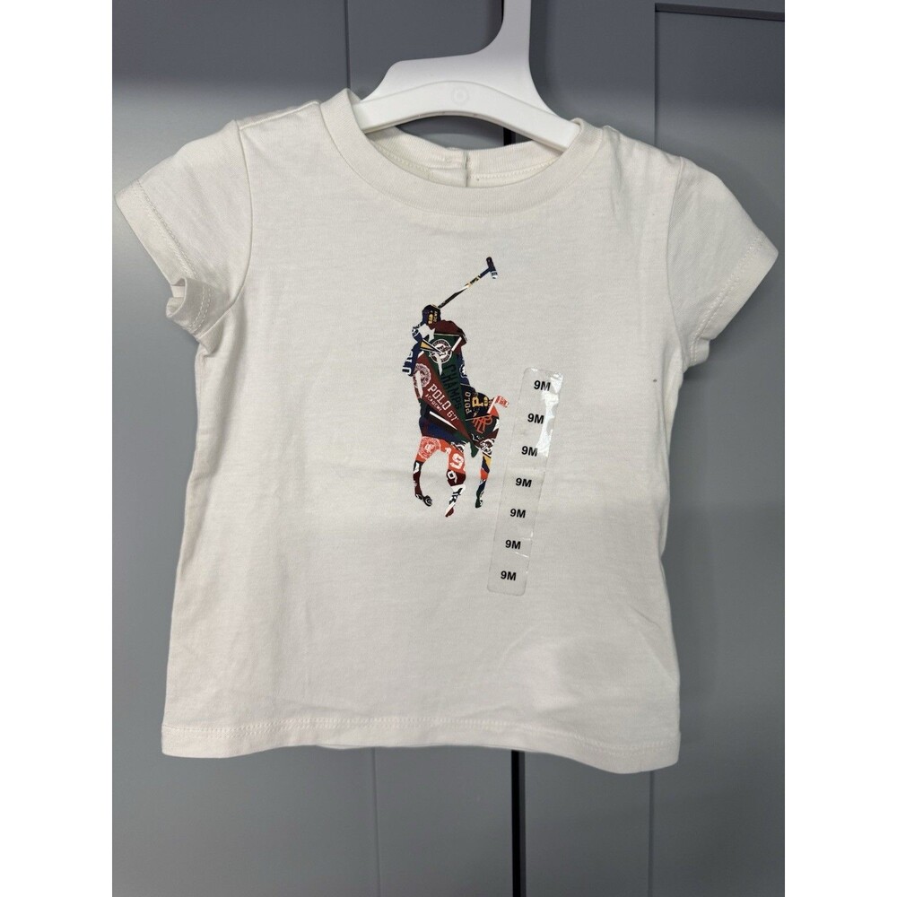 Ralph‎ Lauren Baby Tee White Short Sleeve T-Shirt PONY 9 Months Golf Nautical